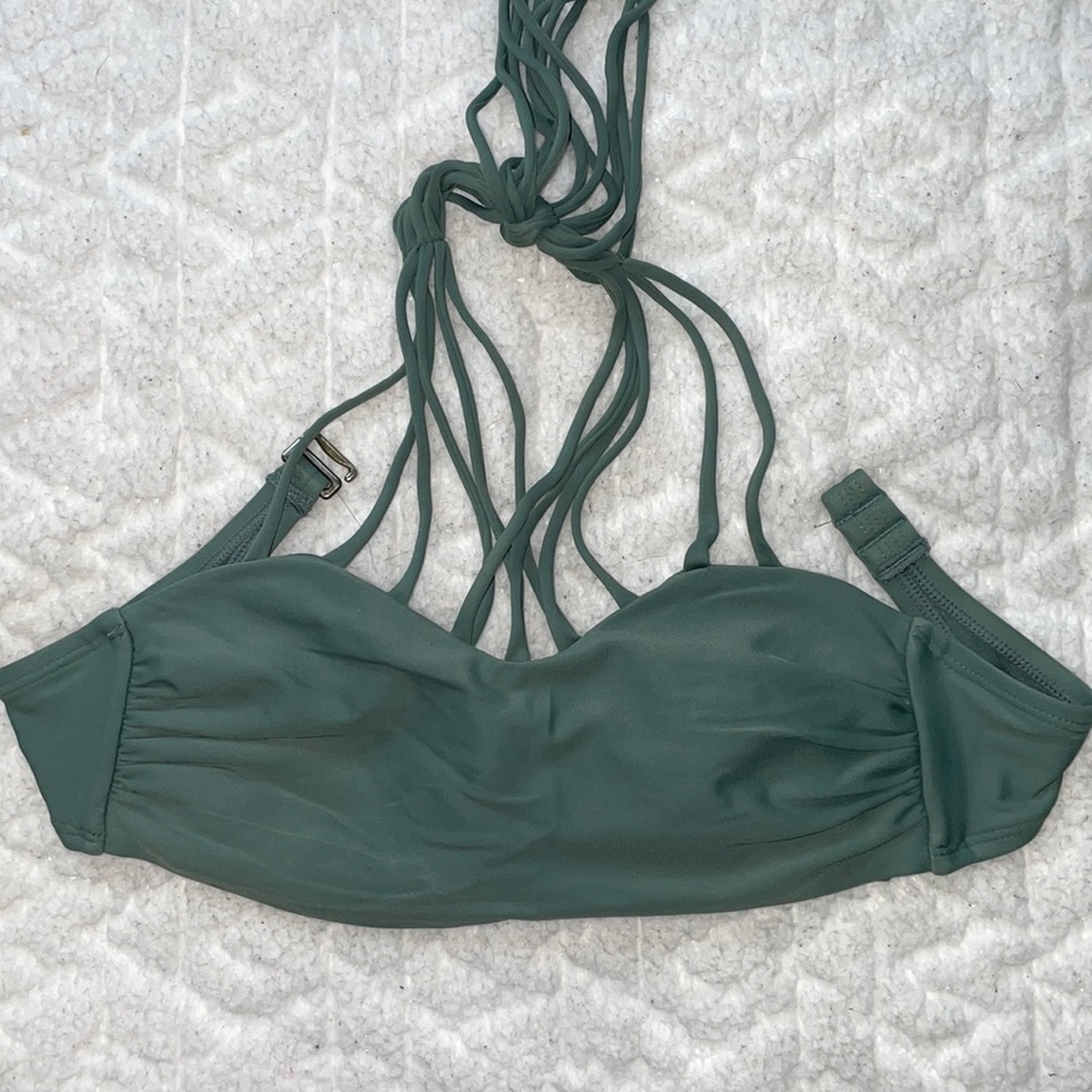 army green bikini top with string strap